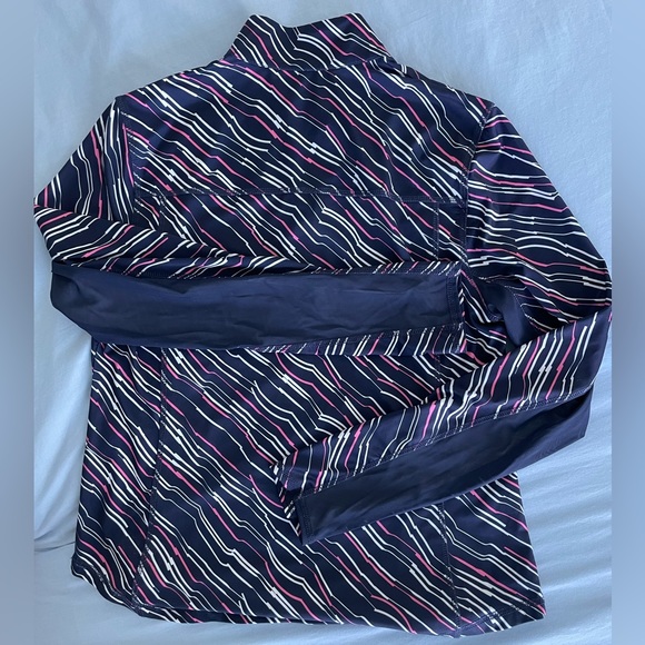 PGA TOUR Women’s Quarter Zip Top Size L Navy Blue Vented mesh sleeves - Picture 2 of 7